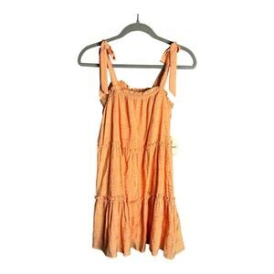 Altar’d State Peach Color Tiered Babydoll Dress With Tied Straps Size Small
